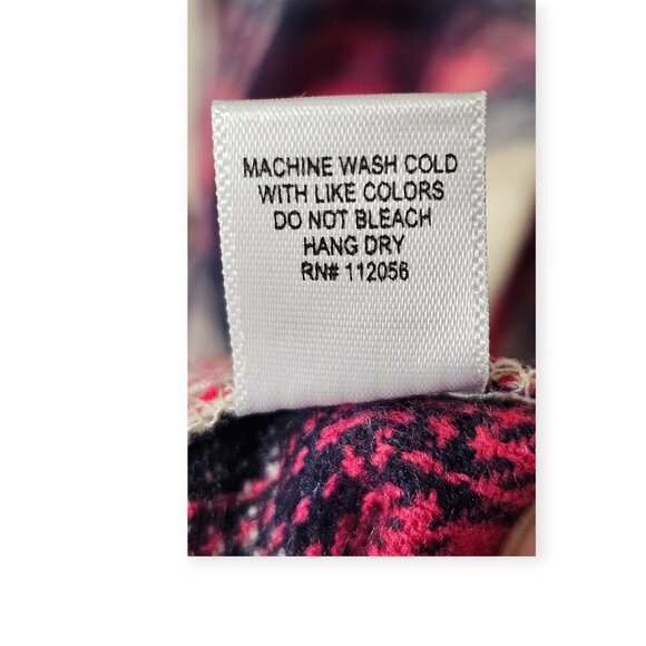 Zenana Pink & Black Plaid Flannel Shirt Size S Button Down Oversized - Picture 9 of 9